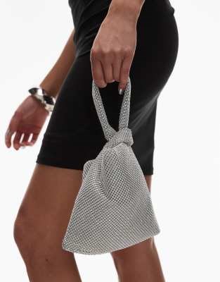 Topshop Серебристая сумка с узлом и декоративными элементами, с внутренним карманом 11171400