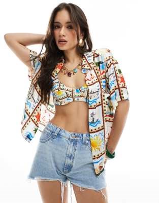 Рубашка с принтом пляжной сцены и пуговицами от WeWoreWhat - часть комплекта 11234098