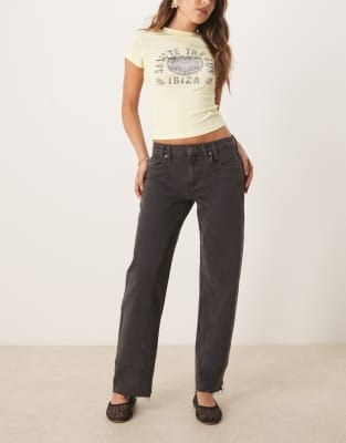 Джинсы Free People Risk Taker с высокой талией, прямым кроем, черной стиркой 11232342