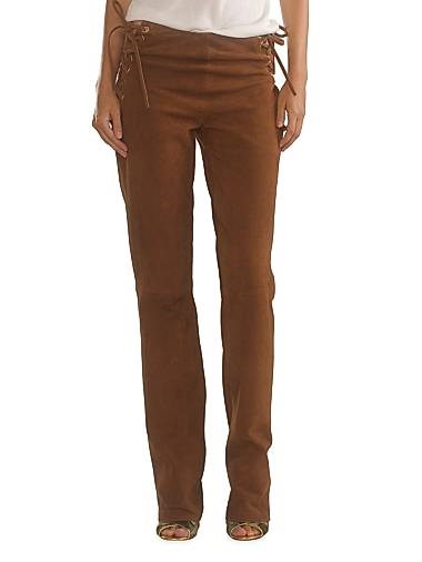 Замшевые прямые брюки с зашнуровкой от Cynthia Rowley, 100% замша, посадка 26,6 см, длина 86,3 см 11021327