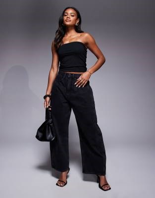 Черные джинсы Good American с зауженным к низу кроем, высокой талией, пятью карманами и ременными петлями 11230423