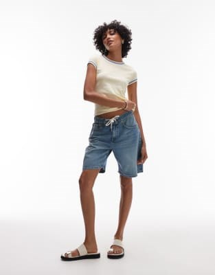 Джинсы Topshop свободного кроя с эластичным поясом и пятью карманами 11215319