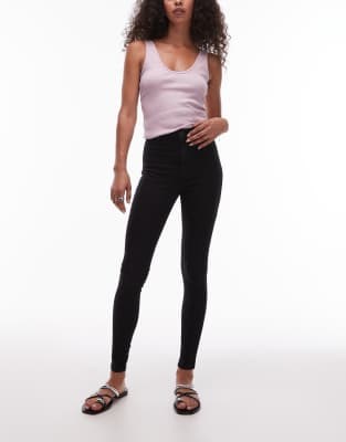 Джинсы Topshop Joni с завышенной талией и приталенным кроем в винтажном черном цвете 11230408