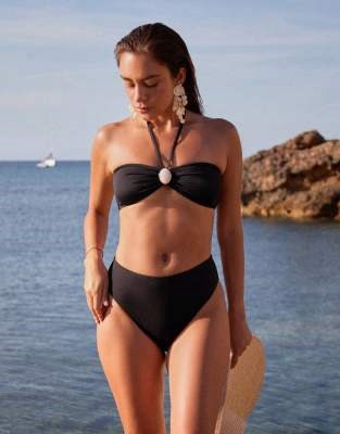Высокие черные бикини 4th &amp, Reckless x Luana Barron с высоким вырезом, часть комплекта 11234224