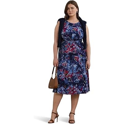 Платье с принтом и перекрестным лифом Plus Size от LAUREN Ralph Lauren, выполненное из 20% переработанных материалов 11171044