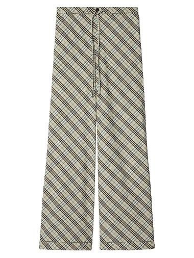 Брюки Burberry из хлопкового поплина с клетчатым принтом и шнуровкой на поясе, Италия 11024726