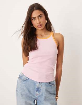 Розовый лонгслив Free People с круглым вырезом и контрастной отделкой рукавов реглан 11228959