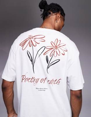 Мягкая футболка белого цвета ADPT в стиле оверсайз с цветным принтом на спине и короткими рукавами 11221157