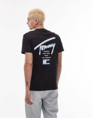 Черная футболка Tommy Jeans с логотипом на спине и короткими рукавами, свободный крой 11171383