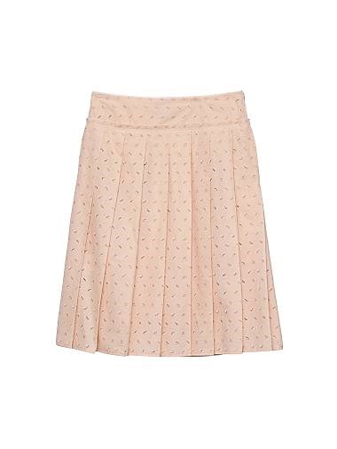 Prada Pleated Eyelet Lace Skirt 11167528