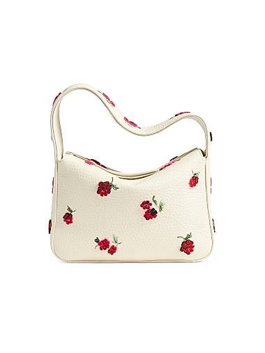 Khaite Изящная кожаная сумка с аппликацией в виде цветов, размеры 18 см x 13 см x 7 см 11166589