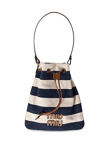 Miu Miu Полосатая сумка с ручкой и застежкой, 20 см в ширину и 22,8 см в высоту, из 50% хлопка и 50% полиэстера 11167736