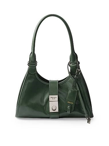 Prada Кожаная сумка из телячьей кожи с верхней ручкой и чехол для зеркала, 26x18x12 см 11167707