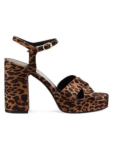 Леопардовые сандалии Dayna 90MM на платформе от Stuart Weitzman 11011907