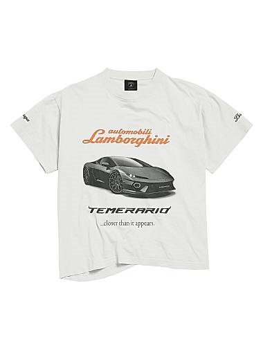 Футболка из сухого джерси Balenciaga x Automobili Lamborghini с асимметричным низом и принтом Lamborghini 11167559