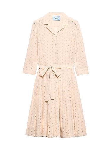 Кружевное платье-рубашка Prada с воротником и вырезом, рукава 3/4, боковая молния 11167535