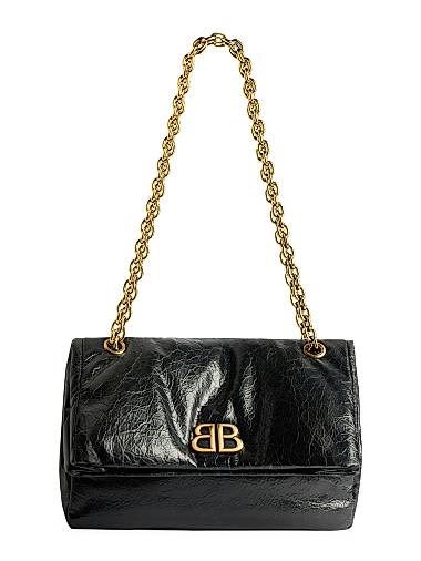 Balenciaga Маленькая сумка через плечо из телячьей кожи Monaco с цепочкой, размер 28 x 18 x 10 см, 2 кармана 11165530