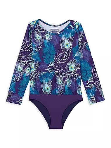 Детский рашгард для девочек Eyes Of The Wind от Vilebrequin из переработанного нейлона с длинными рукавами и защитой от солнца 10048008