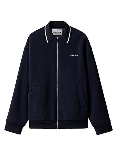 Куртка-блузон из склеенной пике и технического джерси Miu Miu, 100% хлопок, длинные рукава, рубашечный воротник 11167449