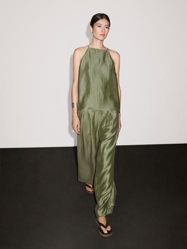 Молодежный топ без рукавов из льняной смеси Massimo Dutti 11234953