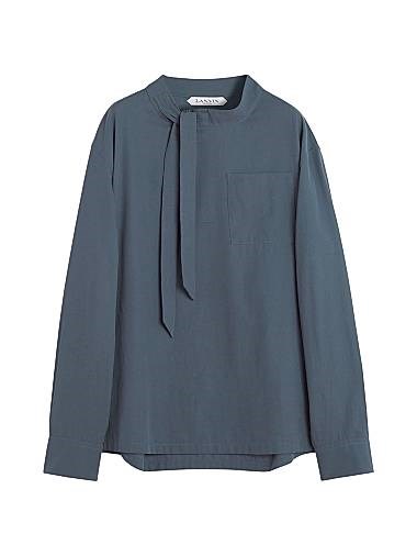 Лонгслив из легкого хлопка с воротником аскот и одним карманом от Lanvin, Италия 11015477
