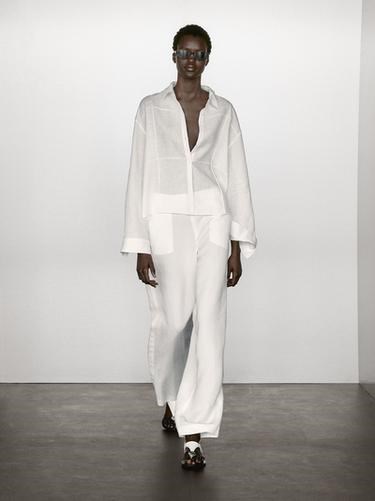 Рубашка Massimo Dutti из 100% льна с вышивкой 11234927