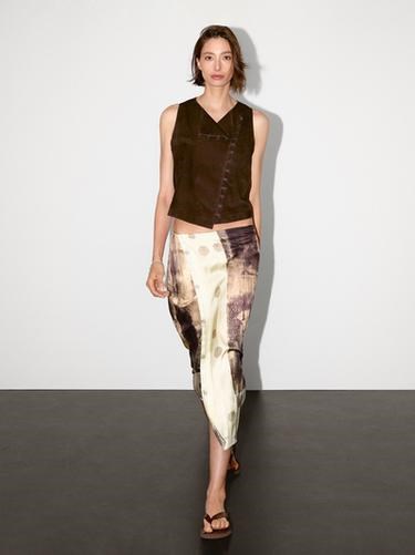 Элегантная сатиновая миди-юбка с принтом от Massimo Dutti для повседневного ношения 11229542