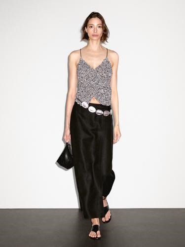 Льняная юбка-бриджи Massimo Dutti с удлиненным фасоном для создания стильного и удобного образа 11234907