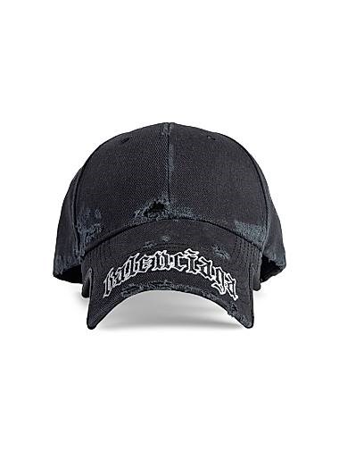 Balenciaga Классическая бейсболка с вышивкой Blackletter Script из хлопкового дрилла, регулируемый размер 11016284