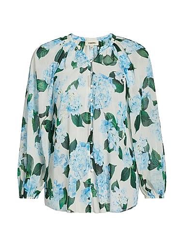 Блуза Teagan с цветочным принтом, длинными рукавами, V-образным вырезом и застёжкой на пуговицах от L',Agence 11167189