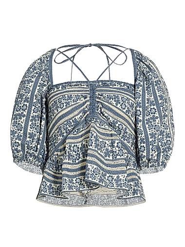 Блузка Sea Arlo из 100% хлопка с короткими рукавами-буфами и квадратным вырезом 11164965