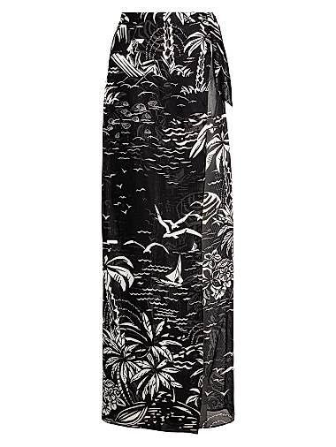 COLLECTION Ralph Lauren Шелковые брюки Yazmin Deco Beach с графическим принтом и поясом на завязках от Ralph Lauren COLLECTION, Италия 11165590