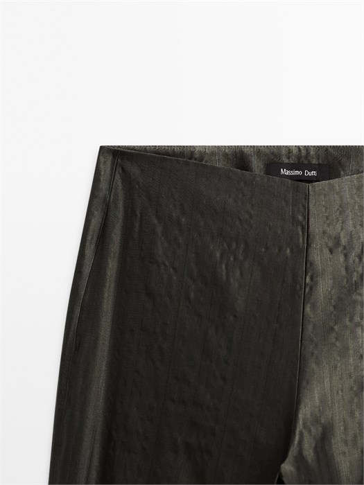 Брюки Massimo Dutti из жаккардовой ткани с завышенной талией, расклешенным кроем и боковой застежкой 11201974