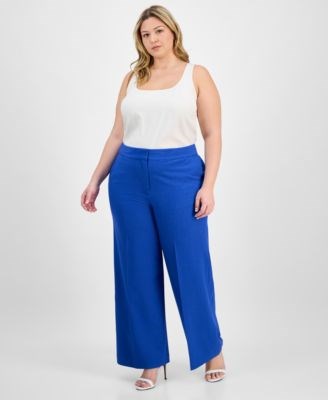 Tahari by ASL Широкие брюки большого размера от Tahari ASL с высотой посадки 14,5 см и боковыми карманами 11175806