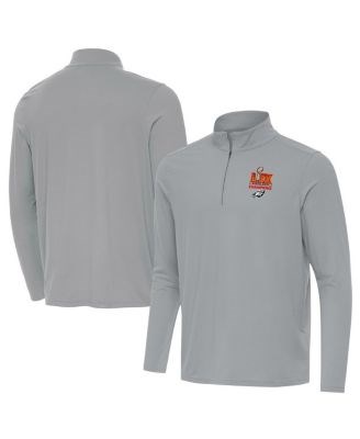 Мужской серый лонгслив с четвертной молнией и логотипом чемпионов Super Bowl LIX Philadelphia Eagles, бренд Antigua 11224718