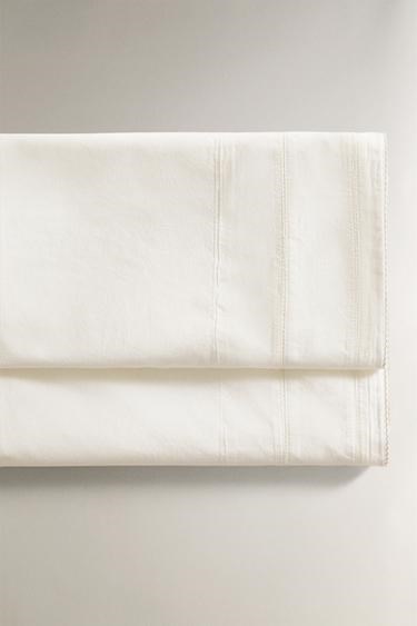 Zara Home Детская простыня из хлопкового поплина с декоративной отделкой, 150 см х 200 см 11171654