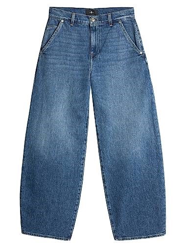 Широкие джинсы Bonnie из стрейч-денима от 7 For All Mankind, сделаны из 99% хлопка, имеют пять карманов и застежку на молнии 11166376