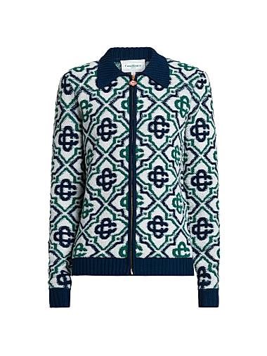 Лонгслив из 98% мериносовой шерсти с передней молнией и монограммным узором Casablanca 11026575