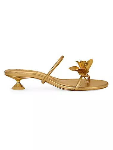 Сандалии Cult Gaia Cosette 35MM из металлической кожи с цветочной аппликацией 10041206