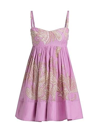 Hemant &amp, Nandita Мини-платье с узором пейсли Jiah, 60% вискоза, 40% лен, открытые плечи, боковая молния 11166120