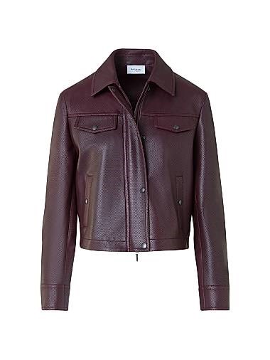 Кожаная куртка в горошек Akris Punto с декоративными карманами и высоким воротником, 100% овечья кожа 11169966