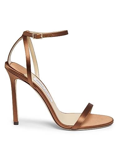 Сатиновые босоножки Minny 110MM на тонком каблуке от Jimmy Choo с открытым носком и застежкой 11166035