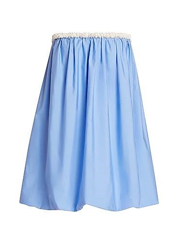 Миниплатье Alejandra Alonso Rojas с жемчужной отделкой и пузырьковым подолом из струящейся хлопковой ткани 11165770