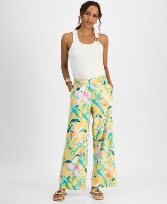 Женские широкие брюки I.N.C. International Concepts из льняной смеси с принтом, размеры P/XS-3X 11172687