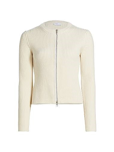 Кардиган Rosetta Getty из ребристого шерсти и кашемира с застежкой на молнии, 70% шерсти / 30% кашемира 11169325