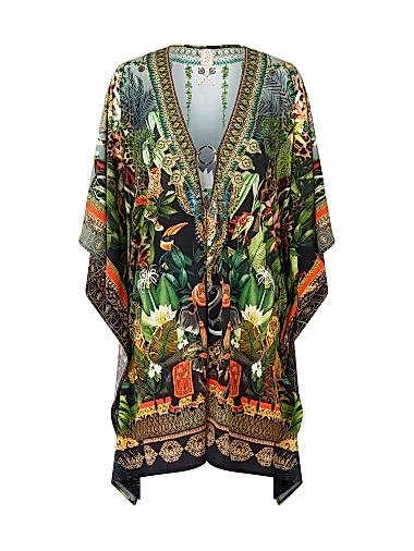 Короткий кафтан Camilla x White Lotus с V-образным вырезом и рукавами длиной до локтя, изготовленный из 80% полиамида и 20% эластана 11169797