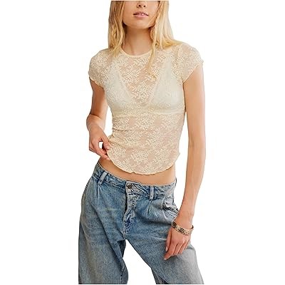 Стильная и дышащая облегающая кружевная футболка Ready To Go от Free People 11227211