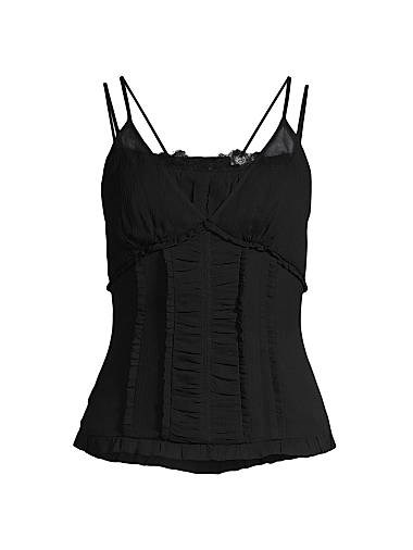 Шелковая многоярусная майка от Jason Wu с рюшами, оборками, V-образным вырезом и двойными бретелями 11165082