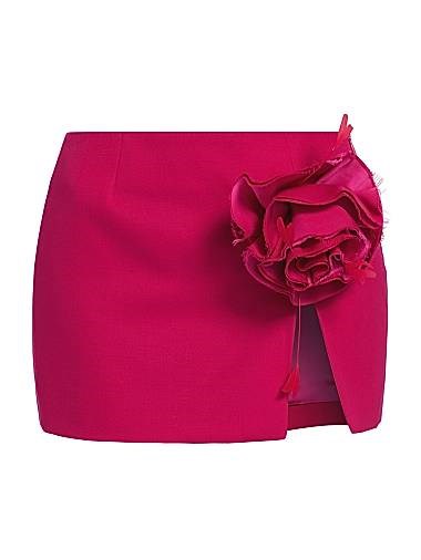 Area Шерстяная мини-юбка с розеточными элементами и боковым разрезом, 100% шерсть 11168430