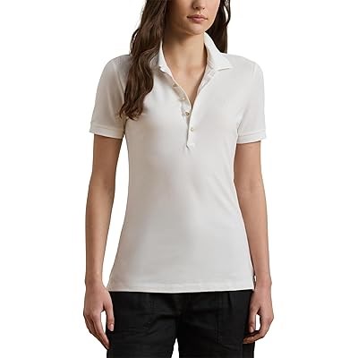 Женское поло из ткани Petite Pique от LAUREN Ralph Lauren, с облегающим силуэтом, 97% хлопок 11234266